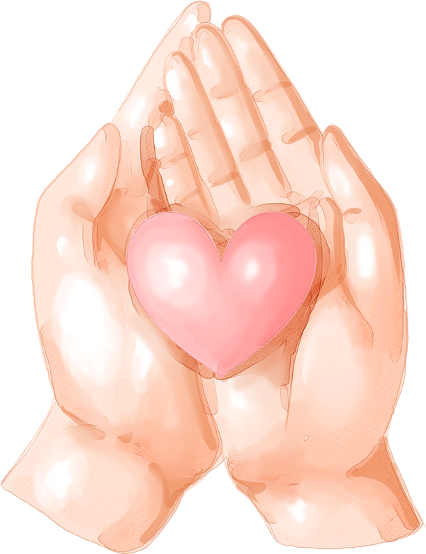 Watercolor Hands Holding Heart