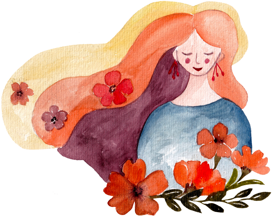 Woman with Flowers Illustration
