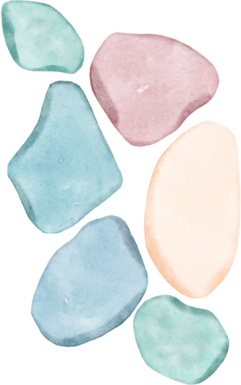 Watercolor Painted Pastel Sea Glass Group