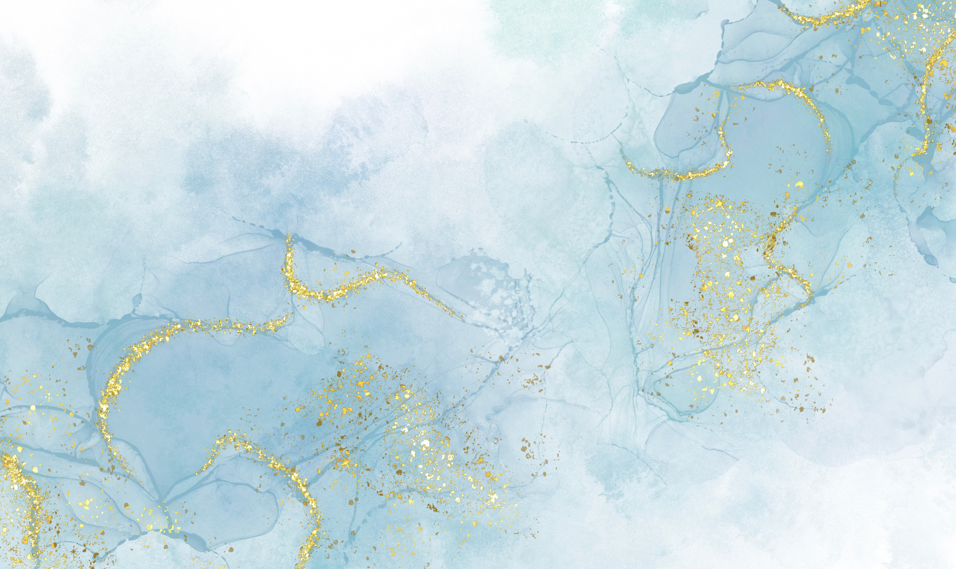 Blue Watercolor With Gold Glitters Background