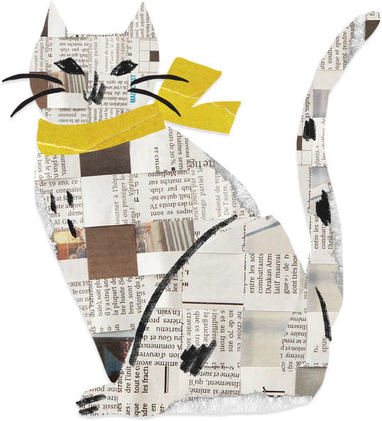 Collage Paper Cutout Cat