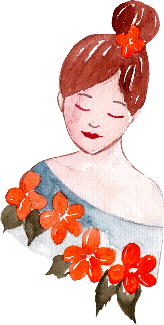 Mom with Flowers Illustration