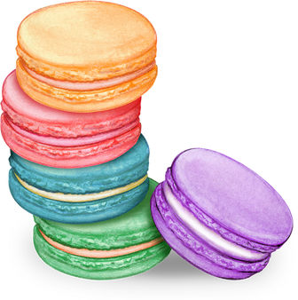 Stack of Colorful Macarons Watercolor