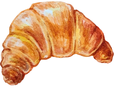 Watercolor Croissant Bread 